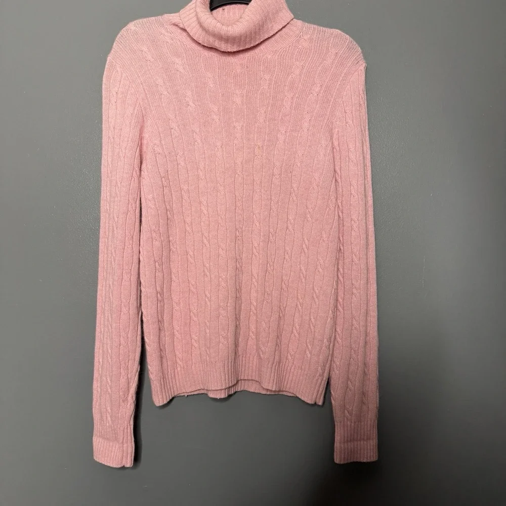 Cabi Women's XS‎ Merino Wool Blend Chunky Cable Knit Cardigan Pink Minimalist